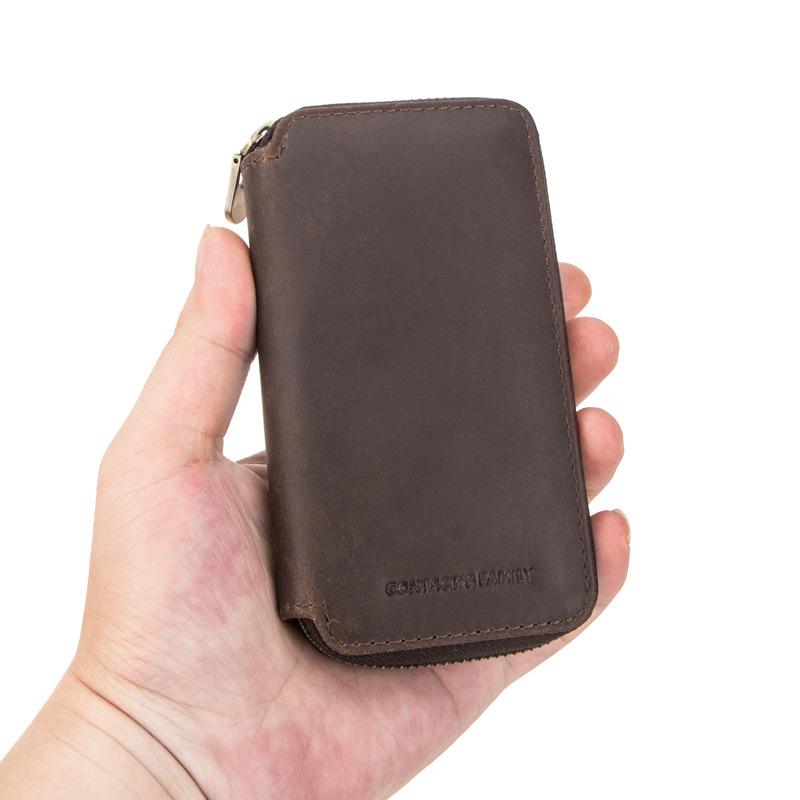 CONTACTS FAMILY Two-Piece Top Grain Cowhide Watch Pouch - Handmade Storage for Couple's Wristwatches