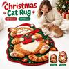 Plush Sleeping Cat Floor Mat Red and Green Cartoon Doormat Carpet  Entryway Decor