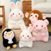 Kawaii Big Ball Animals Stuffed Bunny Pink Pig Monkey Elephant Penguin Hug Cuddly Plushie Toys Ferry Plush Soft Doll for Girl