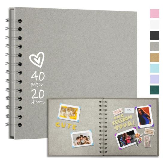 7-Inch Scrapbook Photo Album 40 Pages Twin-wire Binding DIY Hard Cover Spiral Wedding Travel Baby Shower Children