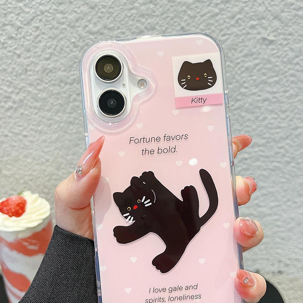Роскошный противоударный чехол для телефона для iPhone 11 Funda iPhone 13 15 14 16 Pro Max 12 13promax 14promax Жесткий пластик IMD Милый чехол с кошкой