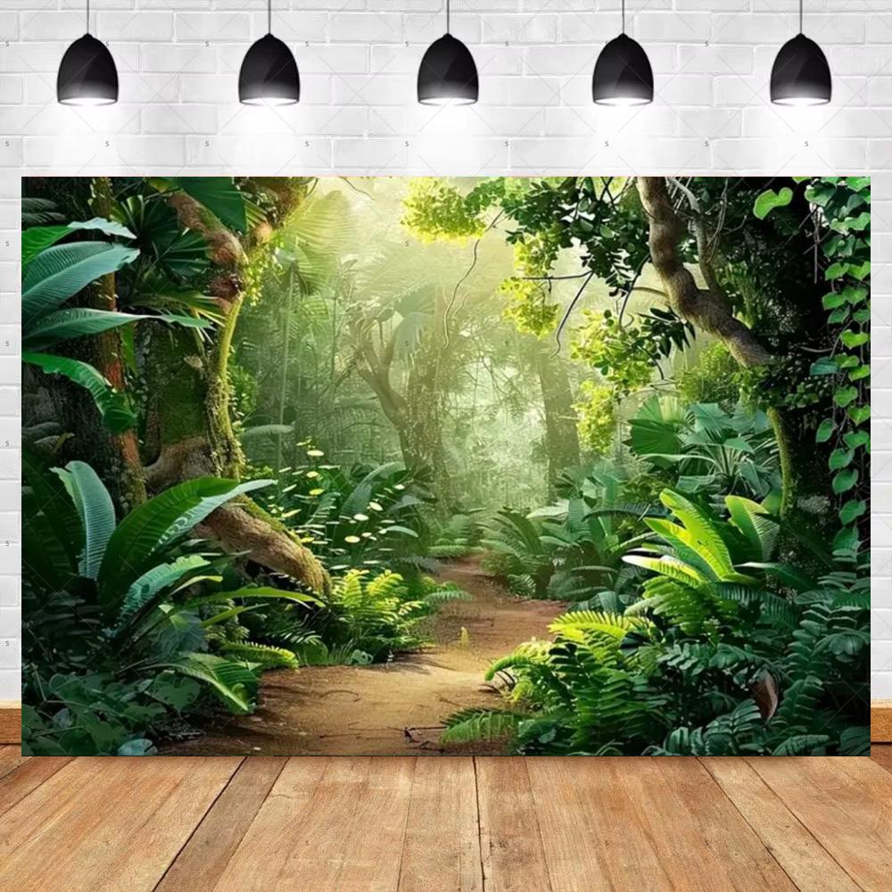Tropical Rainforest Photography Backdrop Forest Jungle Green Tree Background Natural Scenery Party Decoration Photo Studio Prop