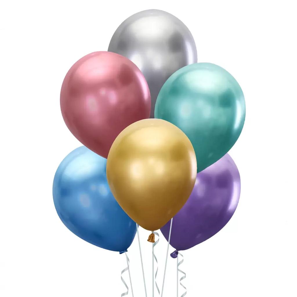Balony Lateksowe Chromowane Mix Kolorów 30Cm, 50 Szt.