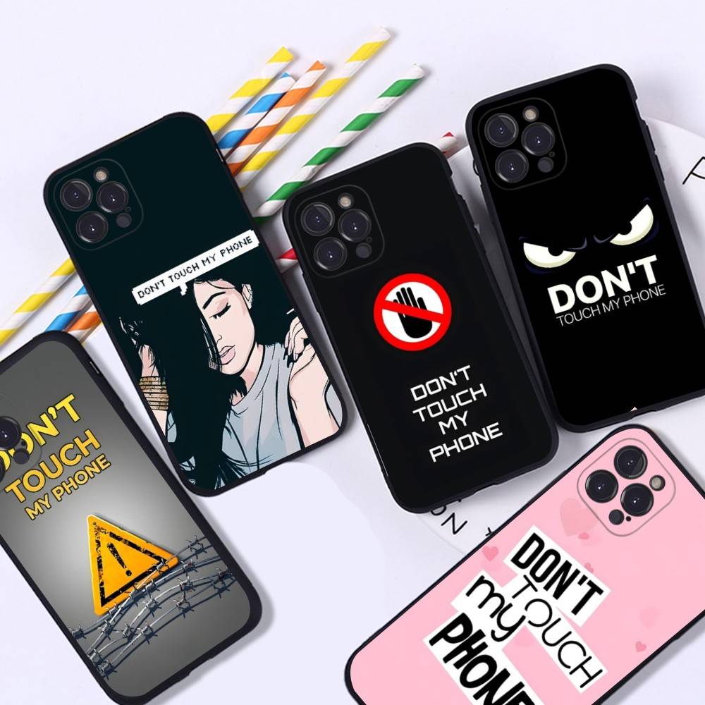 Чехол для телефона с рисунком "Не трогай мой телефон" для iPhone 17 16 15 14 13 12 11 Pro Max Plus Mini Мягкий черный чехол