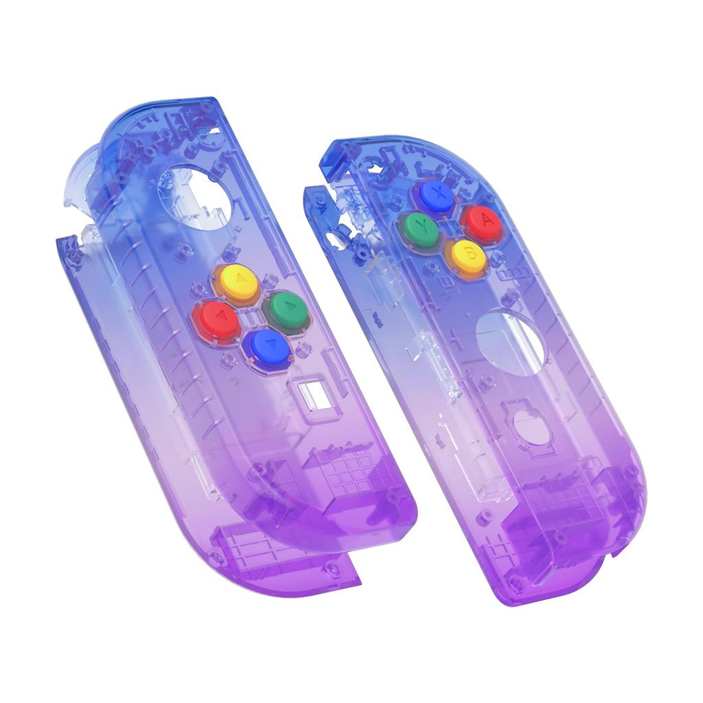 eXtremeRate Handheld Controller Housing Case Compatible with Switch Joycon and Switch OLED Clear Gradient Color Replacement Shell DIY Replacement Case