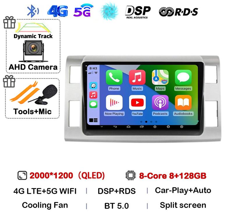 Android 14 Auto Carplay автомобильное радио для Toyota Previa 3 III XR50 Estima 2006-2019 Мультимедиа Navi GPS плеер стерео головное устройство DSP