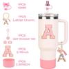 7pcs Cup Accessories Set for Stanley 30oz 40oz Tumbler Straw Cover Cap Boot Spill Proof Stopper Letter Keychain Charm Sticker