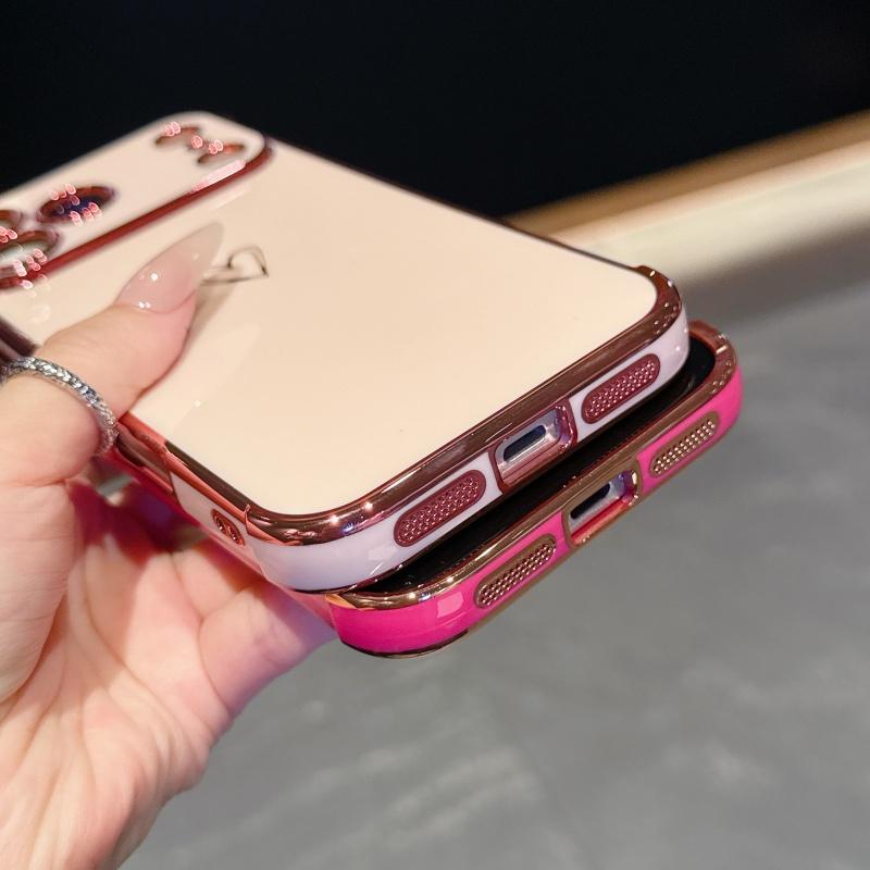 Роскошный Чехол для Телефона с Покрытием в Форме Сердца для Apple iPhone 17 16 15 14 Plus 13 12 Mini Pro Max Air С Защитой Камеры