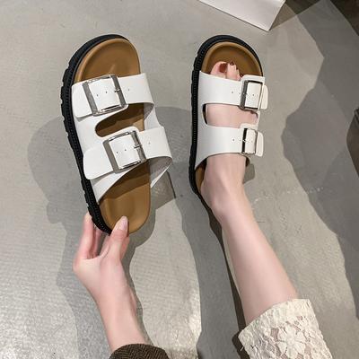 Толстоподошвенные шлепанцы Birken женские летние новые кожаные супер огонь крутые шлепанцы женские на плоской подошве сандалии Birken