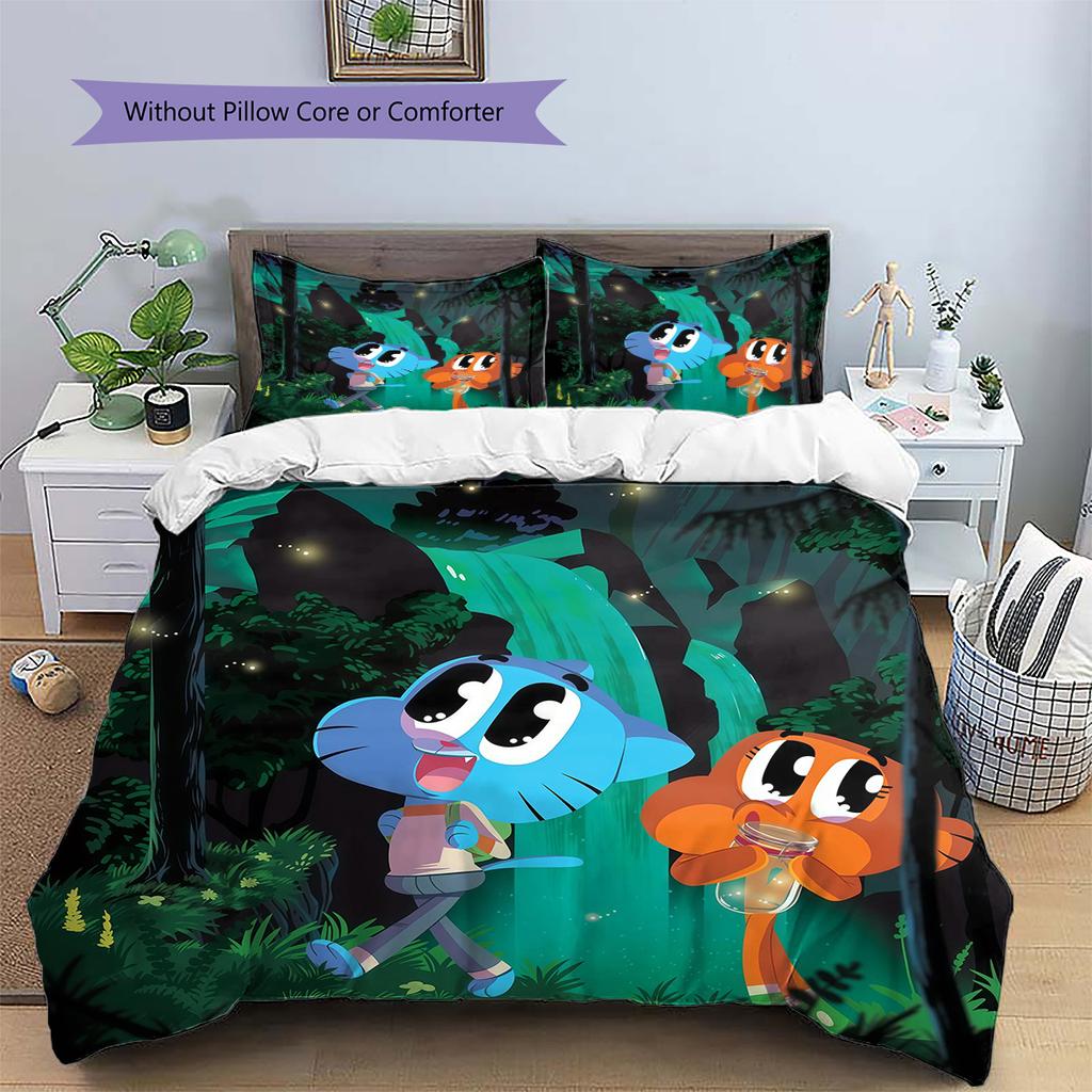The Amazing World of Gumball2 Pattern Bedding Quilt Set Home Decoration Gift (1 * duvet cover + 2 * pillowcase without core)