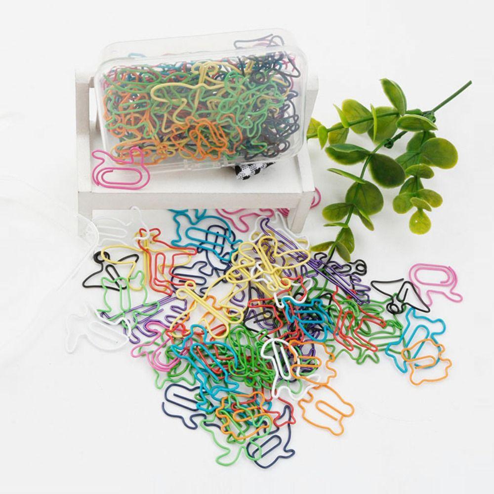 60pcs Plastic-coated Metal Paper Clip 12 Kinds Memo Clips Bookmarks School Stationery Office
