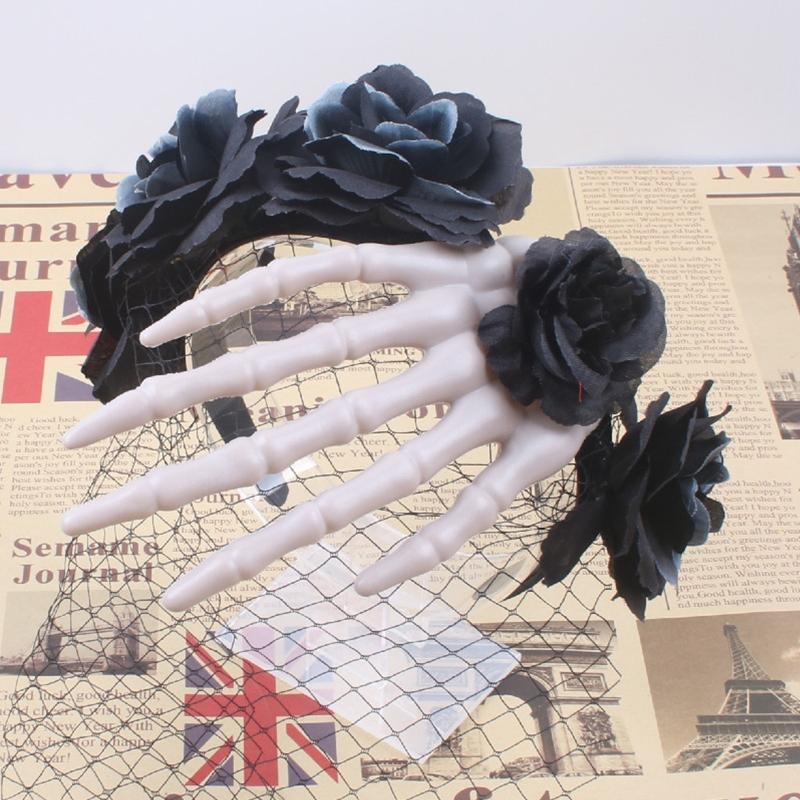 Взрослые Дети Гот Скелет Роза Форма Повязка на Голову Сочетание Цветов Обруч для Волос Прямой Эфир Рождественская Вечеринка Головной Убор