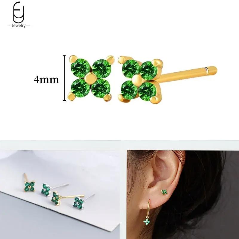 Серьги из стерлингового серебра 925 пробы с зеленым цирконом, золотые серьги-кольца в форме сердца для женщин, изящные пусеты, роскошные ювелирные изделия, подарки