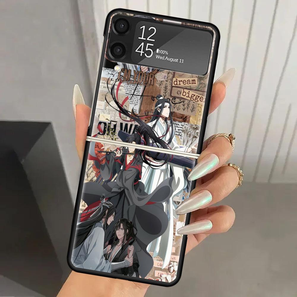 Чехол для телефона Mo Dao Zu Shi из твердого поликарбоната для Samsung Galaxy Z Flip 7 6 5 4 3 Черный ZFlip7 ZFlip6 Flip5 Flip4 Flip3 5G Печатная крышка