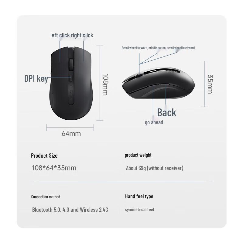 Rapoo M350L Multi-mode Ergonomic Wireless Mouse