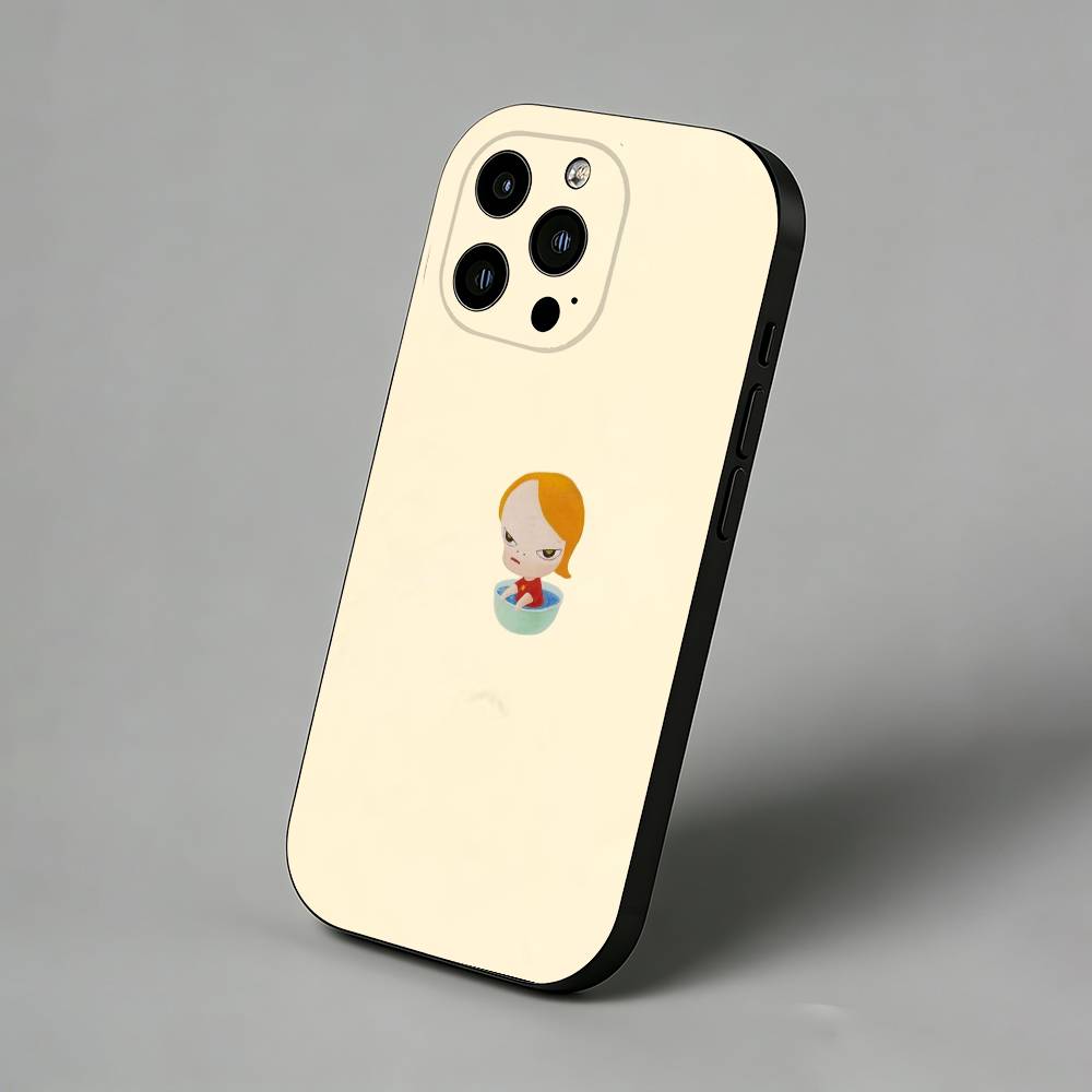 Cute Y-Yoshitomo Nara Slim Back Phone Case for iPhone 17 Air 16 Pro Max 16e 15 Plus 14 13 Mini 12 11 Protective Cover