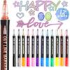 12/24Pcs Double-line Contour Pens DIY Bright Color Glitter Outline Markers for DIY Crafts Cards Decorations
