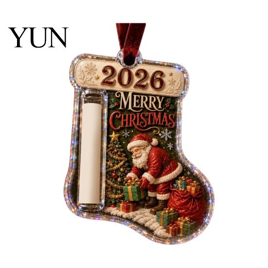 Decorative Money Clip for Gift Stocking Shaped Christmas Cash Ornament, Acrylic Holder Hanging Creative Holiday Present Decor, Xmas Tree Tree,