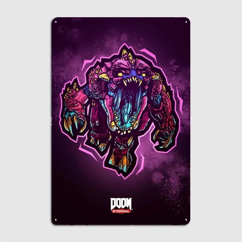 Плакаты Doom Аксессуары для украшения дома Игровые таблички Настенное искусство Винтажная металлическая жестяная табличка для украшения стен комнаты геймера Декор для дома