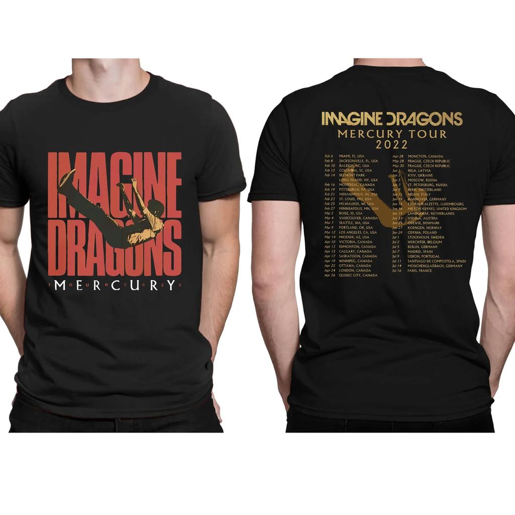 Удивительные футболки мужские Imagine Dragons Mercury Tour 2022 футболка двусторонняя повседневная оверсайз футболка мужские футболки с графикой S-3XL