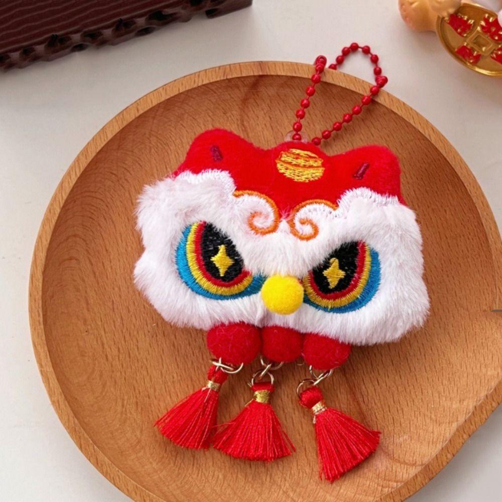 Chinese Style Chinese New Year Plush Keychain Tassel Lion Dance Brooch  Bag Accessories