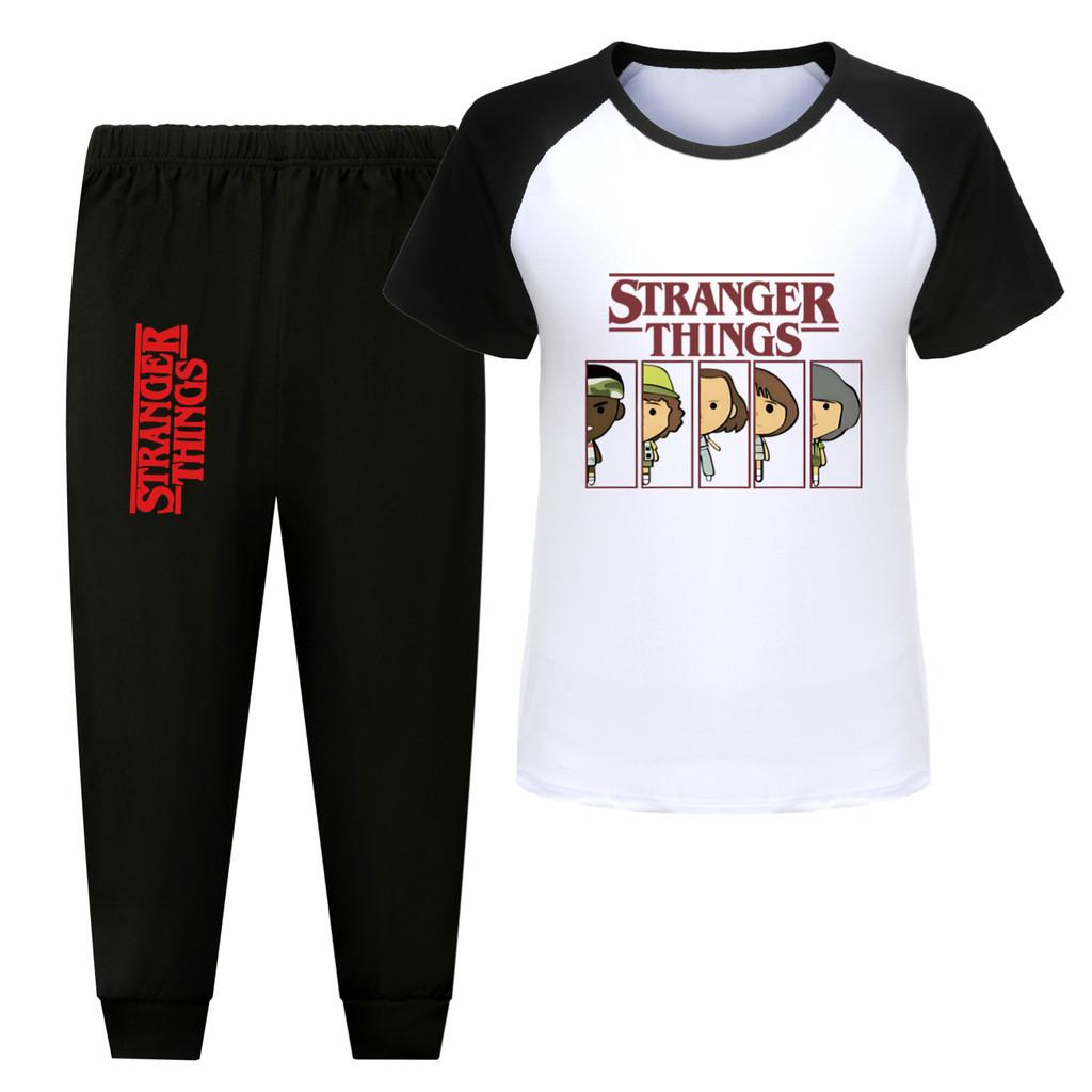 5248 Детский спортивный костюм для мальчиков и девочек с принтом «Странный человек»: футболка, брюки, штаны.