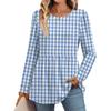 Women's Casual Fashion Long Sleeve Shirt Plaid Printed Tunic Top
