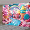 1pc Party Banner Candy Kingdom Theme Backdrop Decor For Polyester For Home Room Wall Decor Party Supplies Gift
