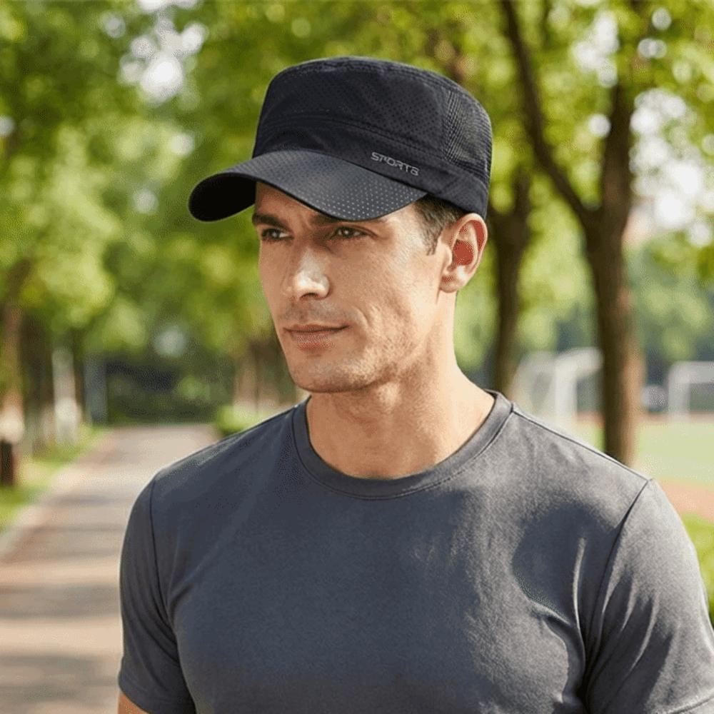 Mesh Flat Peaked Cap Adjustable Men’s Sun Hat Vintage Flat Top Hat Travel
