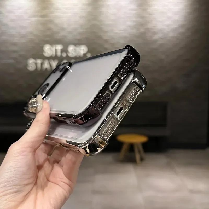 Роскошный прозрачный противоударный чехол с покрытием для iPhone 17 Air 17 Pro 16 15 14 13 12 11 17Pro Max Plus, противоударный бампер