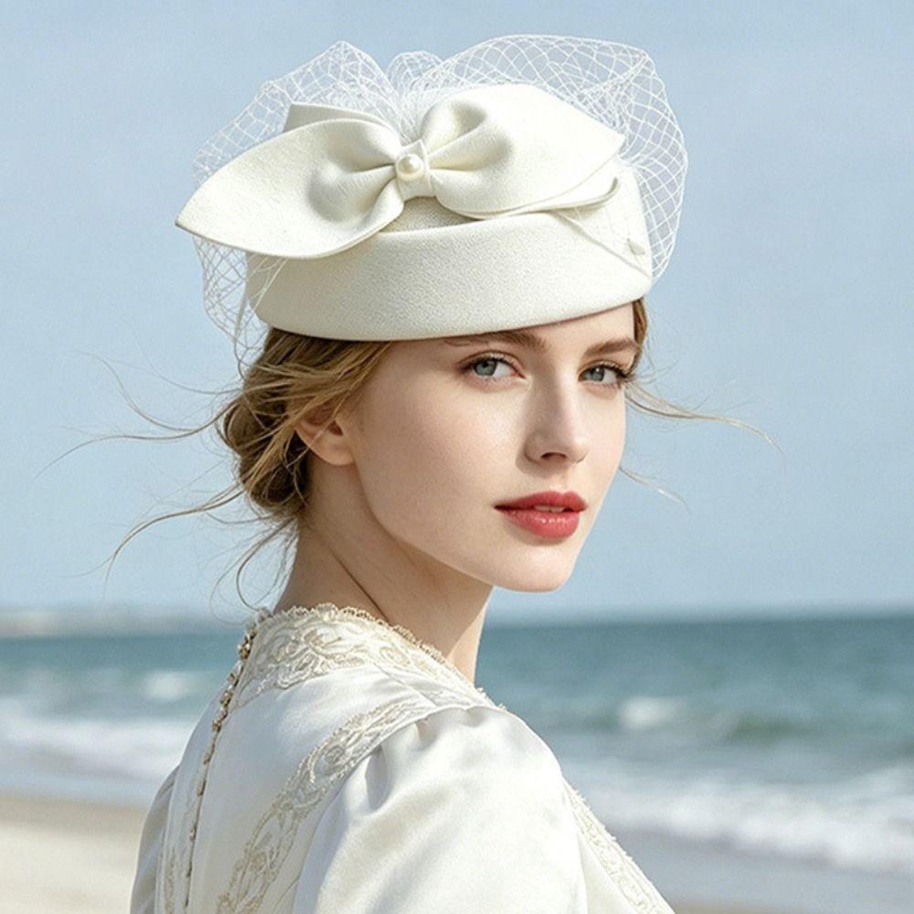 Breathable Air Stewardess Cap Warm Woolen Felted Wool Hat New British Style Hat  Autumn Winter