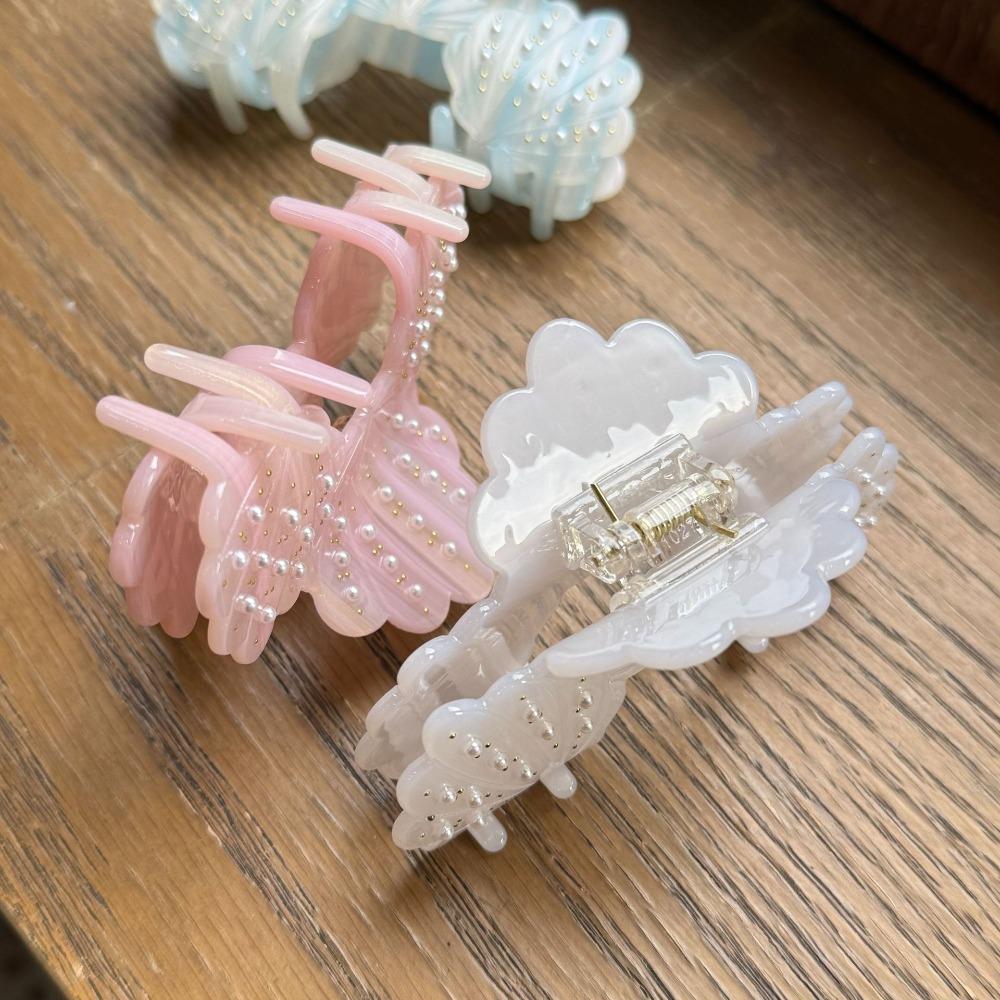 Acetic Acid Acetate Shell Hair Claw Elegant Pearl Rhinestone Crab Clip  Hair Styling Accessory