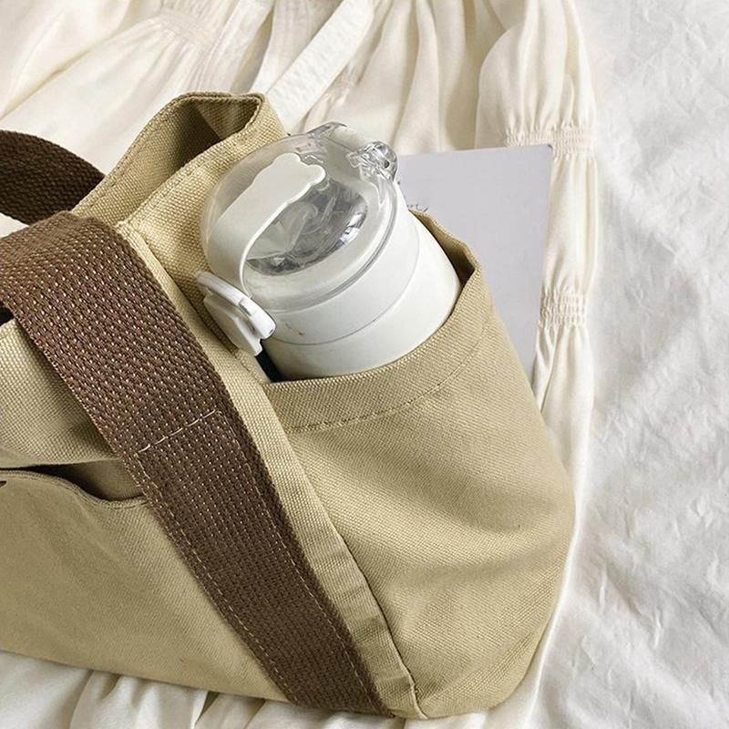 Сумка через плечо в стиле преппи, женская, большая вместительная, повседневная, универсальная, однотонная, холщовая, студенческая, дорожная, квадратная сумка