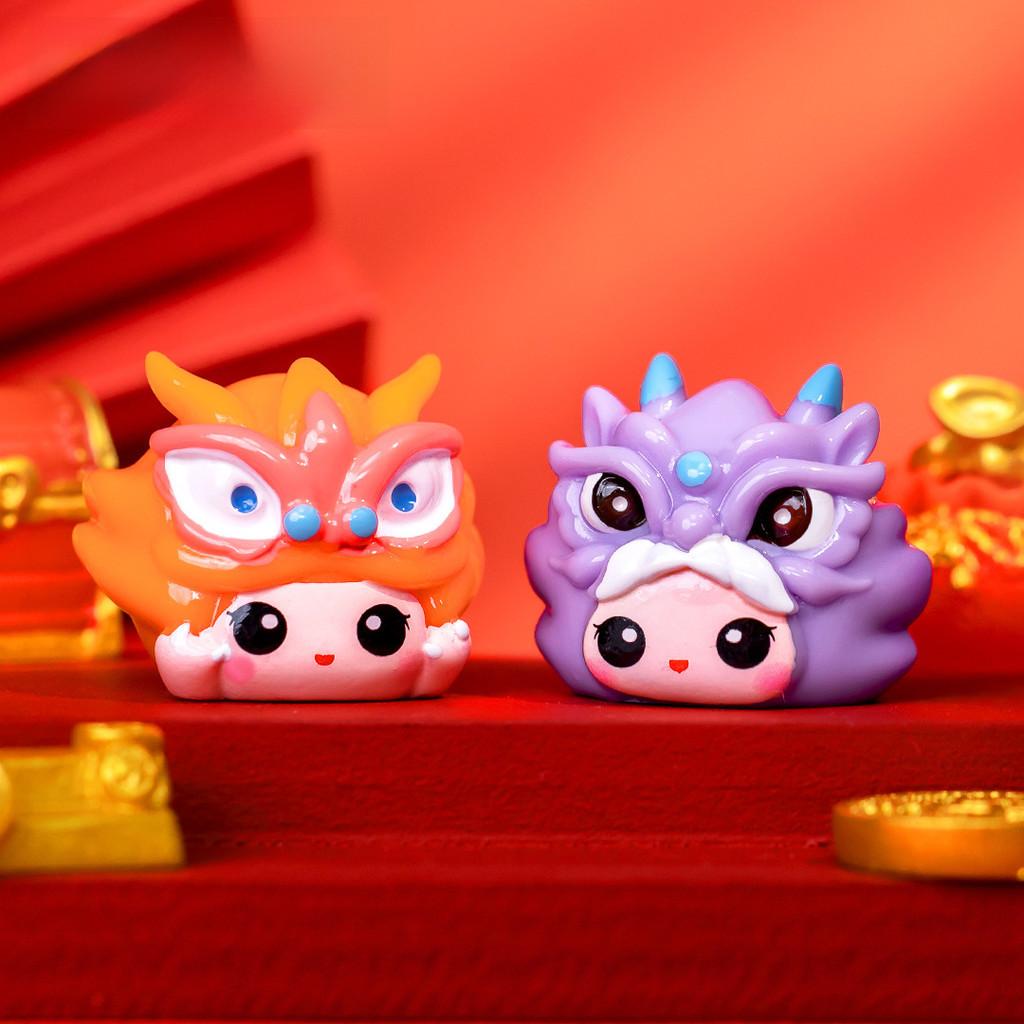 Adorable Year Of The Dragon Resin Figurine Cute Cartoon Desk Decor In Multiple Colors