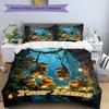 3PC Custom Name Sloth Adventure Lights Bedding Set Duvet Cover Closure Includes 1 Duvet Cover & 2 Pillowcases for Bedroom