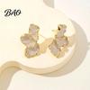 Alloy Earrings 1 Pair Stud for Women, Enamel Irregular Petal Shape Wear-resistant Ear Studs, French Style Pins Versatile Gift Jewelry Pleated