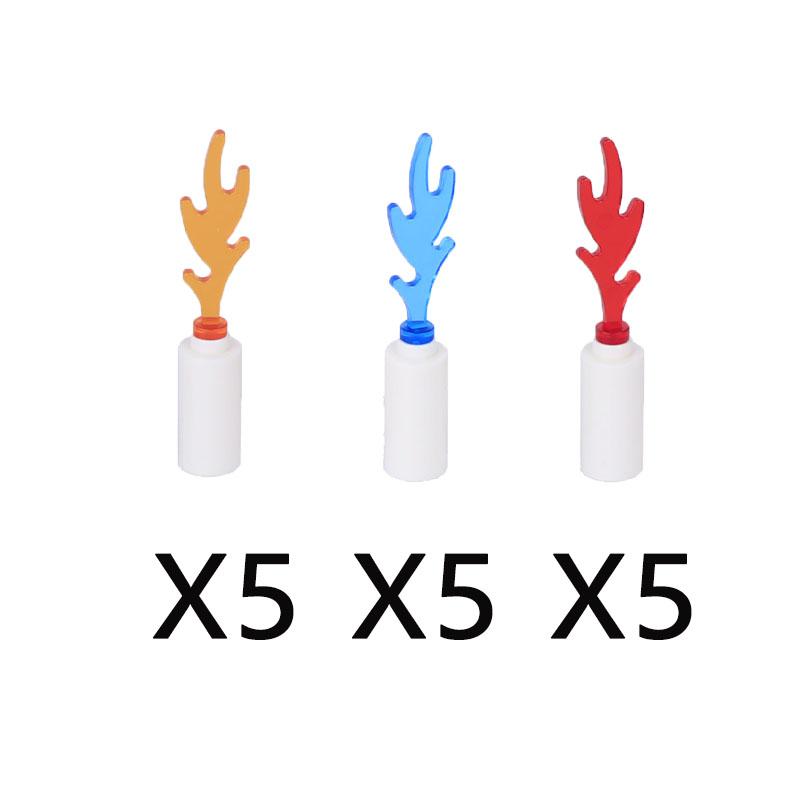 MOC Строительные блоки Костер Пламя Средневековая Бутылка вина Набор аксессуаров Модель подсвечника Мини-кирпич Совместимая игрушка Подарок Сделай сам X019