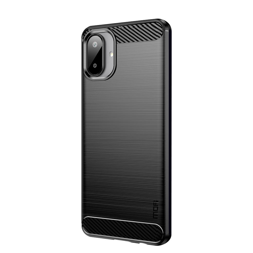 For Samsung Galaxy A07 4G Back Cover MOFI Brushed Texture Carbon Fiber Soft TPU Case