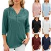 Весна-лето однотонный свободный шифоновый топ с V-образным вырезом на пуговицах для женщин