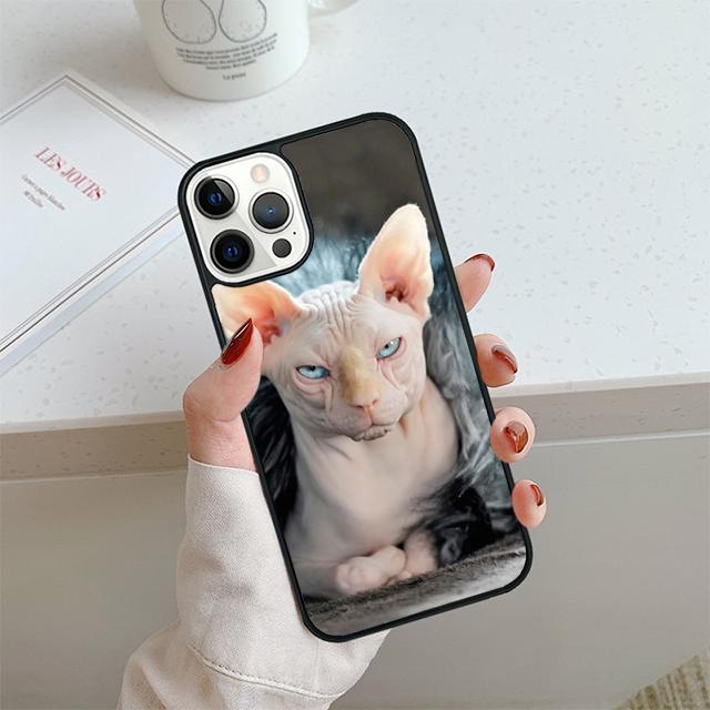 Tattoo Sphinx Cat Phone Case For iPhone 17 Air 13 12 14 15 16 Cover For Apple 14 15 16 11 Pro Max Plus Coque