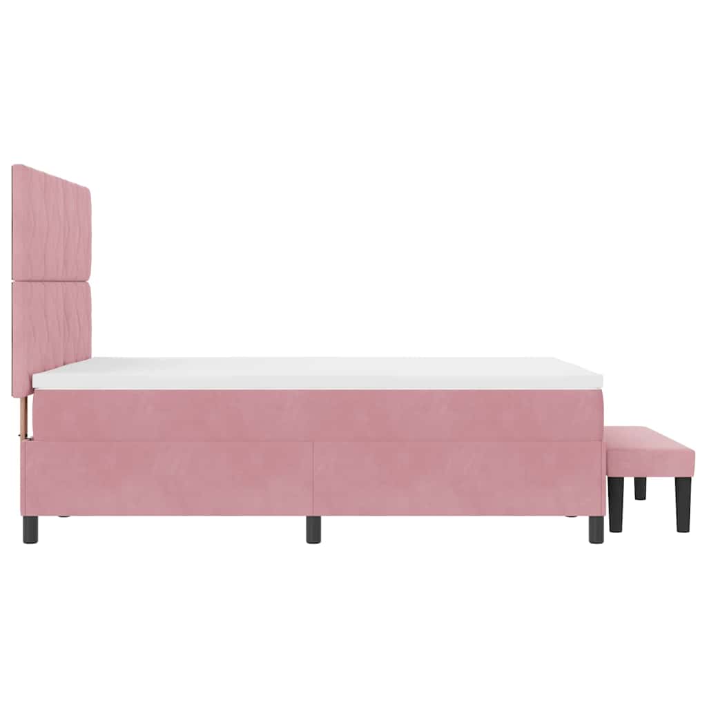 Box Spring Bed with Headboard Pink 190 x 140 cm Velvet