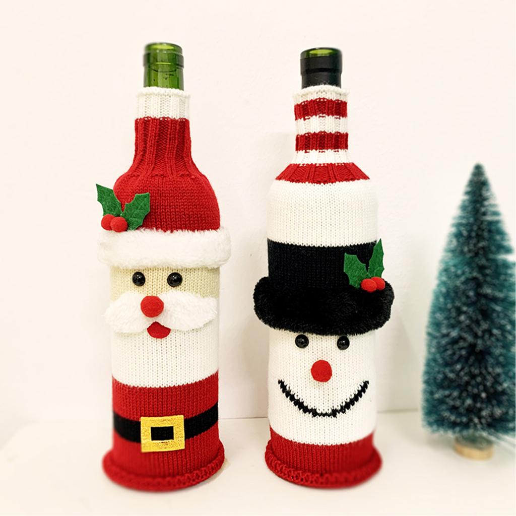 Christmas Wine Bottle Cover Snowman Wine Bottle Cover Knit Wine Bottle Cover for Christmas Decoration