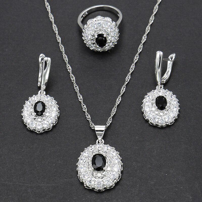 Lindon 925 ювелирный набор из стерлингового серебра для женщин. В комплекте: серьги, подвеска, кольцо. Цвет камня в ассортименте