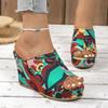 Fashion Colorful Graffiti Women Wedge Sandals Summer Peep Toe Platform Shoes Woman Fashion Thick Bottom Beach Sandals Zapatos De Mujer