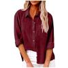 Women's Autumn Long Sleeve Button Solid Color Loose Shirt Casual Large Size Shirt