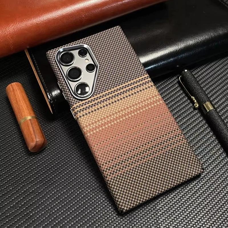 Роскошный рельефный чехол из углеродного волокна Magsafe для Samsung Galaxy S25 S24 S23 Ultra Plus с магнитной беспроводной зарядкой, металлическая матовая крышка для объектива