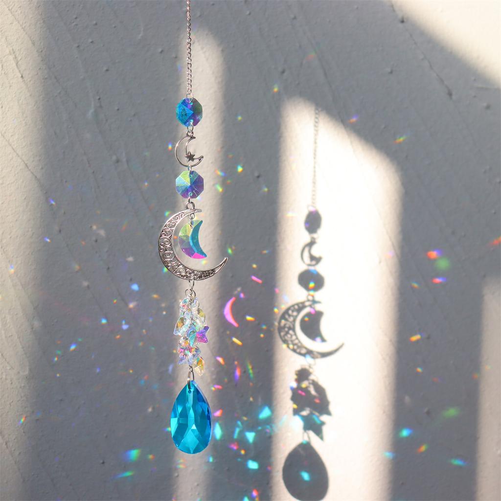 Подвеска в виде хрустального ловца солнца, луны и звезды, призмы для радужных ловцов, украшения для дома, сада, окна, вечеринки, подвесные украшения в виде ловца солнца