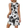 Women's Fashion Casual Printed V-Neck Button With Pocket Vest Sleeveless Dresses