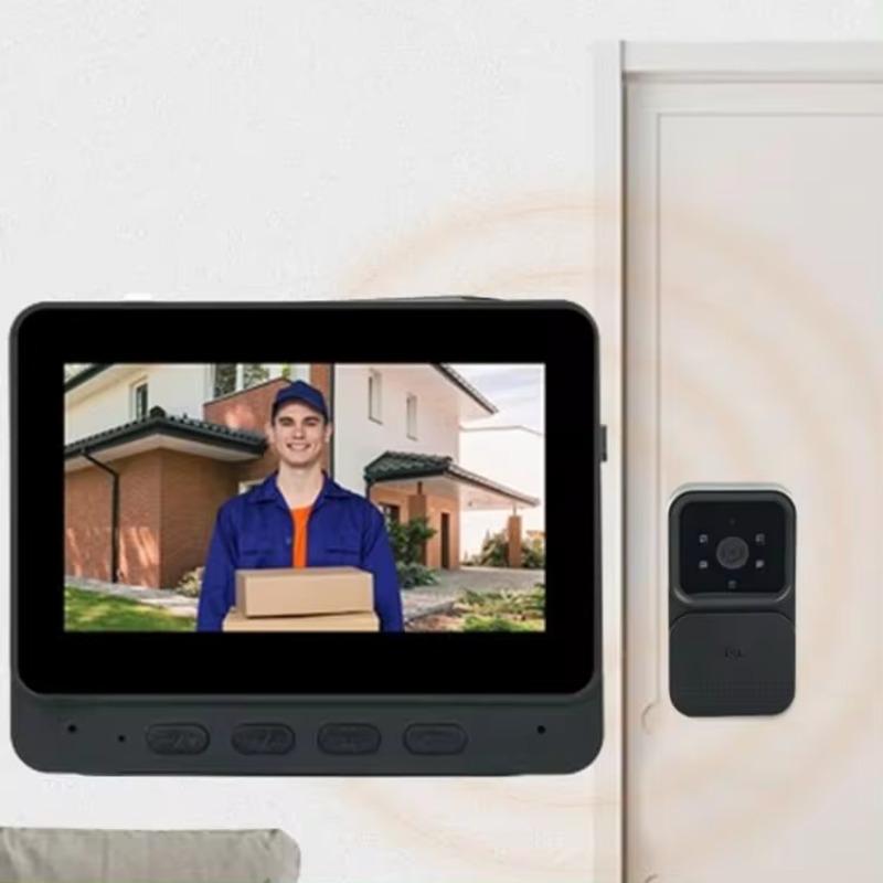 Система видеодомофона, видеодверной звонок HD 1080P с микрофоном HiFi для домашней безопасности, объектив 8 МП 70 °, двусторонняя внутренняя связь с питанием от батареи