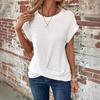 Solid Color Round Neck Twist T-Shirt, Elegant Short-Sleeve for Spring/Summer Women's Fashion 2024